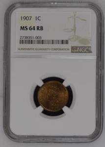 1907 NGC MS64RB  Indian cent - Picture 1 of 2