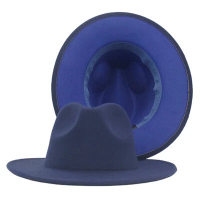 Fedora Hats for Men & Women Wide Brim Felt Panama Hat Two Tone Men's Dress Hat - Image 1 of 4