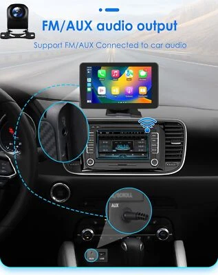 CAM Portable 7" TouchScreen Car Stereo Wireless Apple CarPlay Android Auto Radio - Image 1 of 4