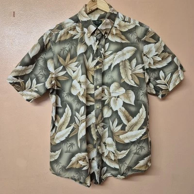 Camisa David Taylor Verde Floral Algodón Hawaiano Manga Corta Talla Grande Foto 1 de 3