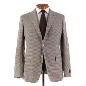Belvest NWT Wool Sport Coat Size 48R (38R US) In Brown & White Houndstooth - Picture 1 of 10