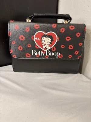 Bolso de mano Betty Boop de cuero vegano negro labios rojos Sasha 2023 Foto 1 de 4
