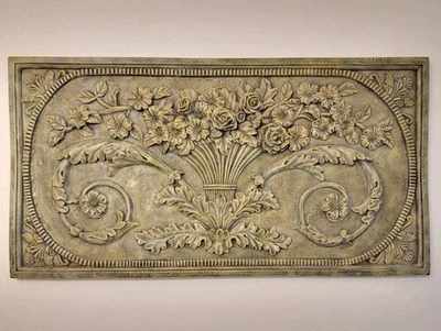 Placa de pared vintage de canasta rosa elevada estilo Luis XVI 30′′ × 16′′ ornamentada floral Foto 1 de 4