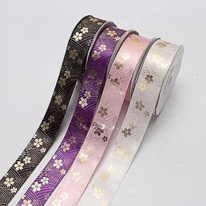 5 Yards Floral Hot Stamping Ribbon DIY Lolita Hair Accessory Ribbon Material Sew - Picture 1 of 31