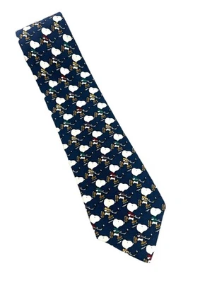 Corbata ejecutiva de seda Peanuts vintage para hombre 57”x3,75 Snoopy jugando hockey Foto 1 de 4