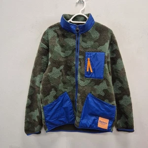 Barbour X Asos Teddy Warm Pile Fleece Full Zip Camouflage Jacket Green Medium - Picture 1 of 8