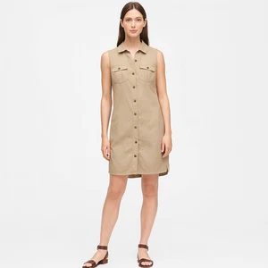 Banana Republic Dress AUS 4 US0 Midi Beige Button Front Shirt Sleeveless Casual - Picture 1 of 5