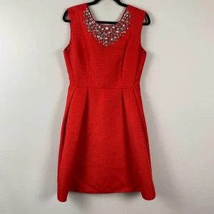 Kate Spade Jeweled Cambria Fit & Flare Dress Size 8 Red Sleeveless Embellished - Picture 1 of 10