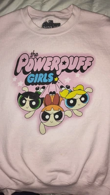 Women's Cartoon Network Sweater Small PowerPuff Girls Pink - Image 1 of 4
