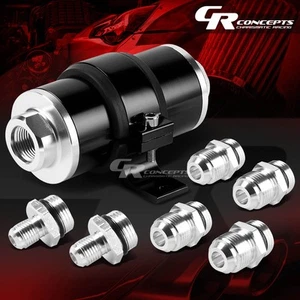 BLACK 30 MICRON BILLET ALUMINUM REUSABLE INLINE FUEL/PETROL FILTER+BRACKET KIT - Foto 1 di 4