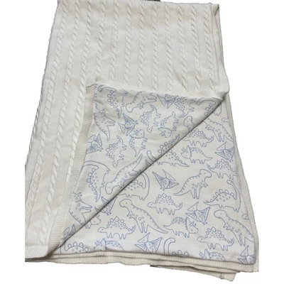 Manta para bebé de cosecha propia Gymboree tejida con cable estampado de dinosaurio algodón orgánico Foto 1 de 4