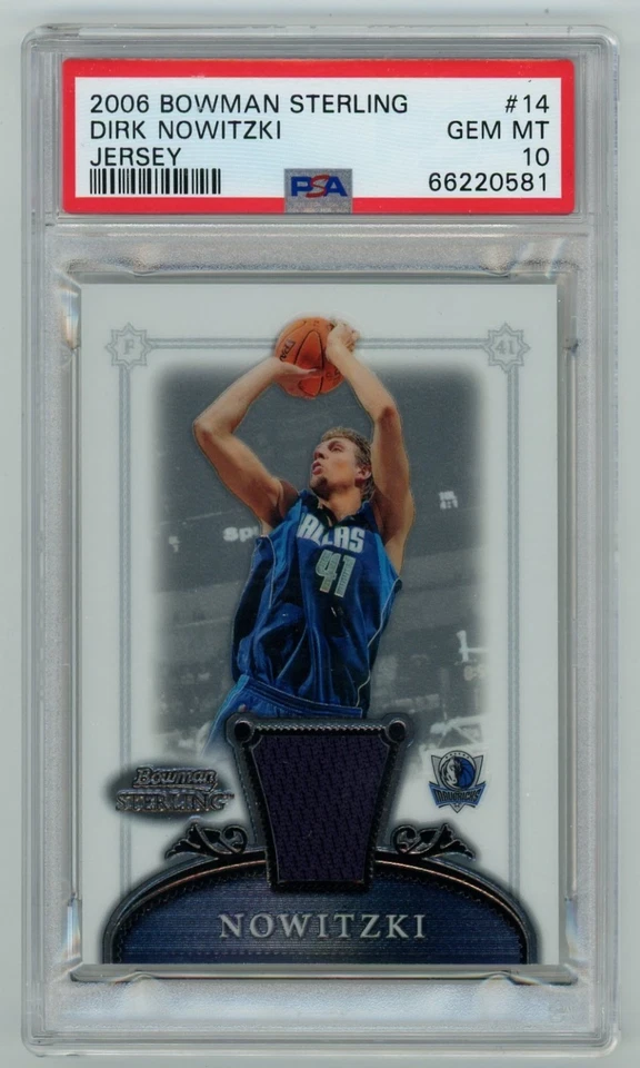 DIRK NOWITZKI HOF 2006-07 BOWMAN STERLING JERSEY #14 PSA 10 GEM MINT POP 6 - Image 1 of 2