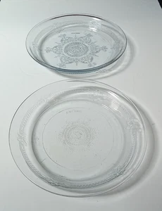 Vintage 1940's Fire King Philbe Pattern Sapphire Blue Pie Plates Set of 2 - Picture 1 of 11