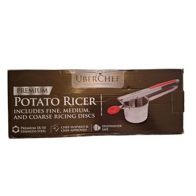 Ricer de patatas + 3 discos intercambiables de acero inoxidable agarre de silicona Uber Chef Foto 1 de 4