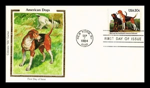 DR JIM STAMPS US COVER DOGS BLACK TAN COONHOUND FDC COLORANO SILK CACHET - Picture 1 of 2