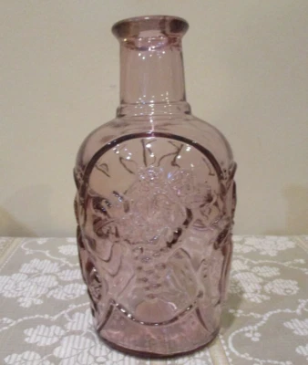 Vtg Purple Embossed Glass Bottle/Decantor by Libbey Canada,  7.75" T (1pc) - Image 1 of 4