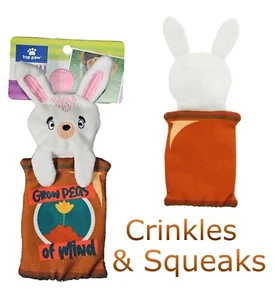 Top Paw Bunny Garden Flattie - kleines Hundespielzeug - lustige Knistergeräusche & Quietscher! - Bild 1 von 4