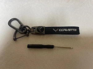 Corvette - Genuine Leather Keychain Car Key Chain Ring - NEW - Picture 1 of 1