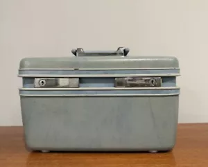 Vintage Samsonite Silhouette Suitcase Blue Green Vanity Train Makeup Sewing Case - Picture 1 of 10