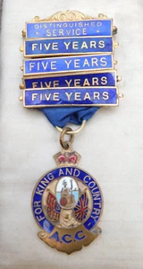 20 Years A.C.C. For King and Country Distinguished Medal Pin Badge U.K. England - Picture 1 of 5