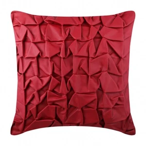 Decorative Pillow Case Red 16"x16", Sofa Decor Faux Leather - Rodeo Red - Picture 1 of 2