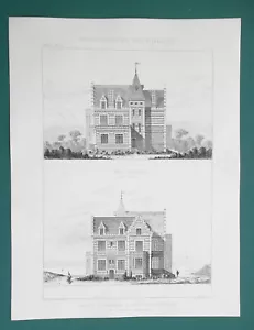 ARCHITETTURA Villa in mattoni vittoriani a Trouville Francia - 3x 1873 stampe antiche - Foto 1 di 3