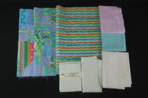 Lot of Seersucker Fabric Pieces Various Sizes Multi Colored Quilting Crafts