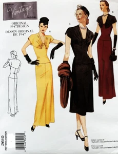 Vestido Retro Circa 1947 Patrón de Costura U-Pick Talla 12-22 Vogue 2610 NUEVO FUERA DE STOCK - Imagen 1 de 2