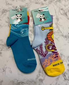 "Sock Panda" Youth Socks- 2PACK (Small 7-12) Cool Beach Wave & Magical Seahorse - Picture 1 of 3