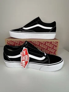 Vans Old Skool Platform Black White Suede Trainers Lace Up Various Sizes - Picture 1 of 6
