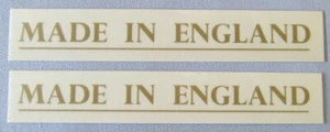 03-5073 NORTON COMMANDO BIKE MADE IN ENGLAND PLAIN SCRIPT GOLD DECALS X 2 - Picture 1 of 1