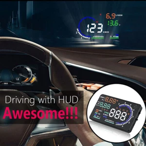 Car Alarm OBD II Oil Water Temp Gauge Speed Head UP Display HUD TFT Speedometer - Picture 1 of 12