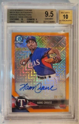 2018 Bowman Chrome Mega Box Hans Crouse Orange Autograph 20/25 BGS 9.5/10 - Image 1 of 2