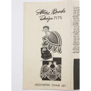 Vintage 1946 Alice Brooks Design 7175 Chair Set Filet Crochet Pattern Birds - Picture 1 of 4