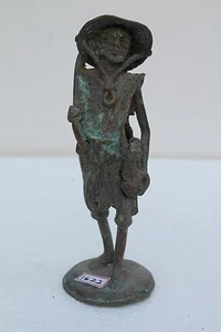 Vintage Old Brass Hand Crafted Engraved African Man Standing Figurine NH1622 - Picture 1 of 8
