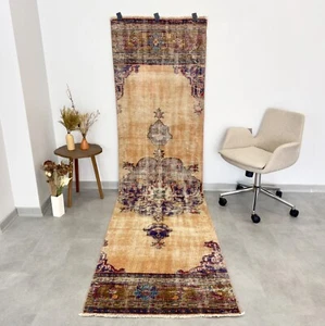 3x10 Vintage Turkish Oushak Runner, Hallway Rug, Handmade Wool, Bohemian Rug - Picture 1 of 12