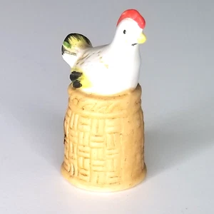 Enesco Gift Shop Chicken Hen Figurine Thimble Taiwan Ceramic Brown Pink 2 In Hi - Picture 1 of 15