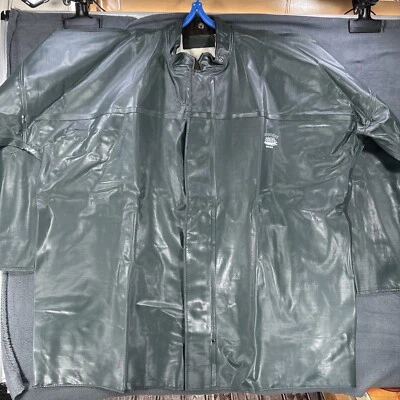 VTG Grundens Sweden Mens Green Brigg Fishing Rain PVC Jacket - Missing Size Tag - Image 1 of 4