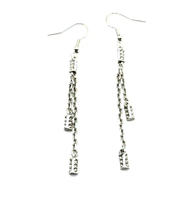 Brighton Meridian Duet Long Crystals White Rectangles Silver Custom Earrings - Image 1 of 4