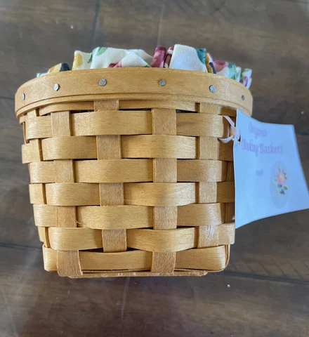 Longaberger Oregano Booking Basket 1998, Floral Liner, Protector Cover