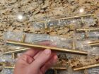 Lot of 7 Brass Finish Handles Pulls Gold Modern 7.5" 5" Holes New with Screws