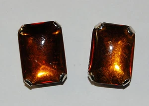 VINTAGE CHUNKY OCTAGON GLASS SEW ON SMOOTH TOPAZ 18X24 - Picture 1 of 1