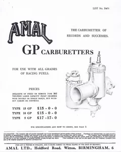Amal GP Types 1&2, 5 10 15GP carburetor parts list and tuning 31 pages of COPIES - Picture 1 of 1