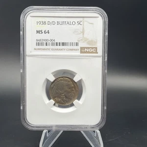 1938 D/D 5C Buffalo Nickel - NGC MS 64 - Free Shipping - Picture 1 of 4