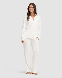 Pigiama classico donna Cozy Earth bambù, avorio, manica lunga, pantaloni lunghi, nuovo con etichette, M - Foto 1 di 4