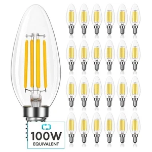 Luxrite Candle LED Bulb 800 Lumens Natural White 7W Dimmable UL E12 24-Pack - Picture 1 of 7