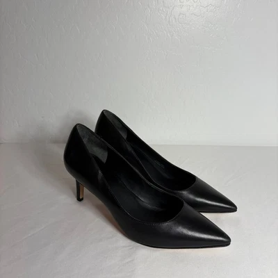 Nuevo Via Spiga Gya Negro Punta Punta Bomba Cuero Tacones Zapatos Mujer Talla 6 Foto 1 de 4