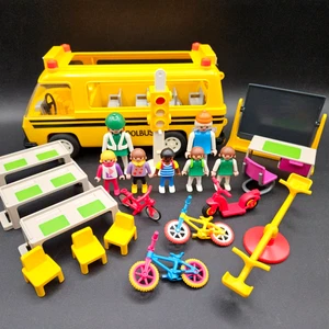 Playmobil School Bus Classroom 7 Figures Bikes See Saw - Picture 1 of 19
