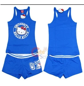 Camiseta sin mangas y pantalones Sanrio Hello Kitty ropa de dormir azul universitario grande - Imagen 1 de 1