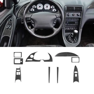 Real Carbon Fiber Interior Cover Trim Kit 10 Pcs For Ford Mustang 1996-2003 - Picture 1 of 16